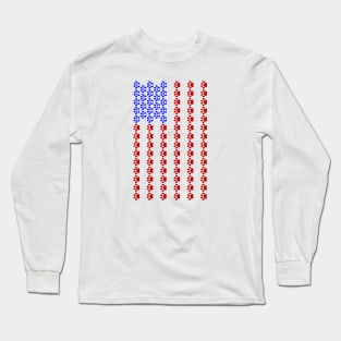 Patriotic Paw Print US Flag (Vertical) Long Sleeve T-Shirt